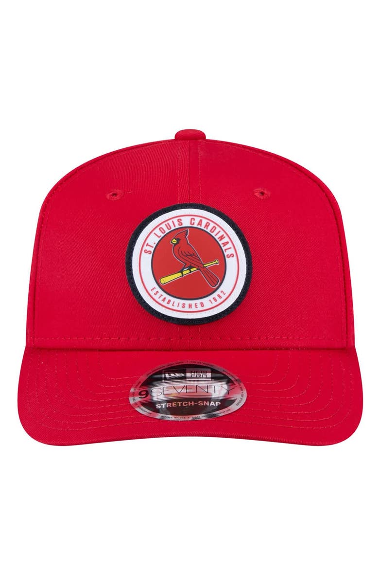 Men's New Era Red St. Louis Cardinals Circle Patch 9SEVENTY Stretch-Snap Hat, Alternate, color, Red