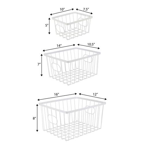 Happimess Camden Vintage Industrial Handmade Wire Metal Nesting Storage Baskets In White