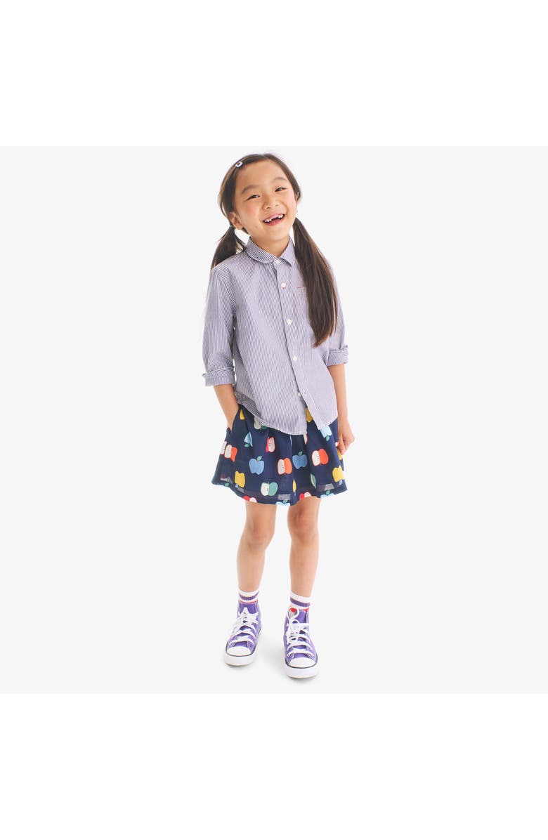 Primary Kids Pull-On Pocket Skirt In Rainbow Apples, Alternate, color, Navy/Rainbow Apples