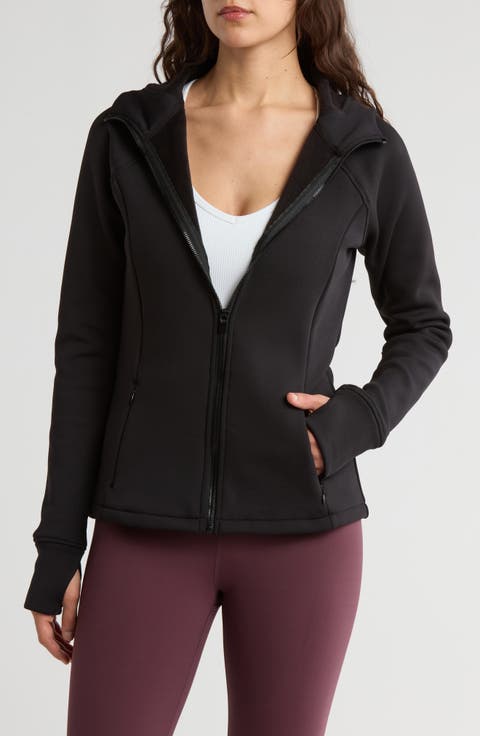 Fleece Lined Scuba Knit Full Zip Hoodie