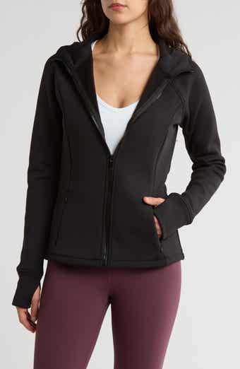 90 DEGREE BY REFLEX Fleece Lined Scuba Knit Full Zip Hoodie