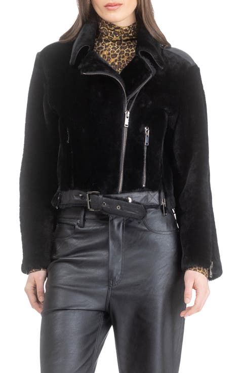 Genuine Shearling And Leather Moto Jacket