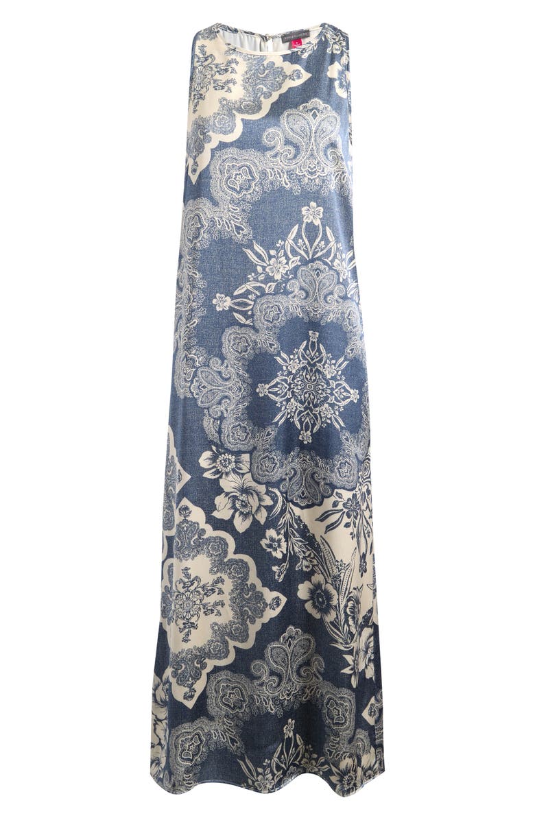 Vince Camuto Mixed Print Sleeveless Maxi Dress, Alternate, color, Denim