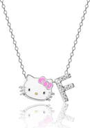 Hello Kitty Silver Plated Enamel Pave Initial Slider Necklace