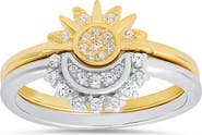 Queen Jewels Set of 2 Two-Tone Sun & Moon Rings