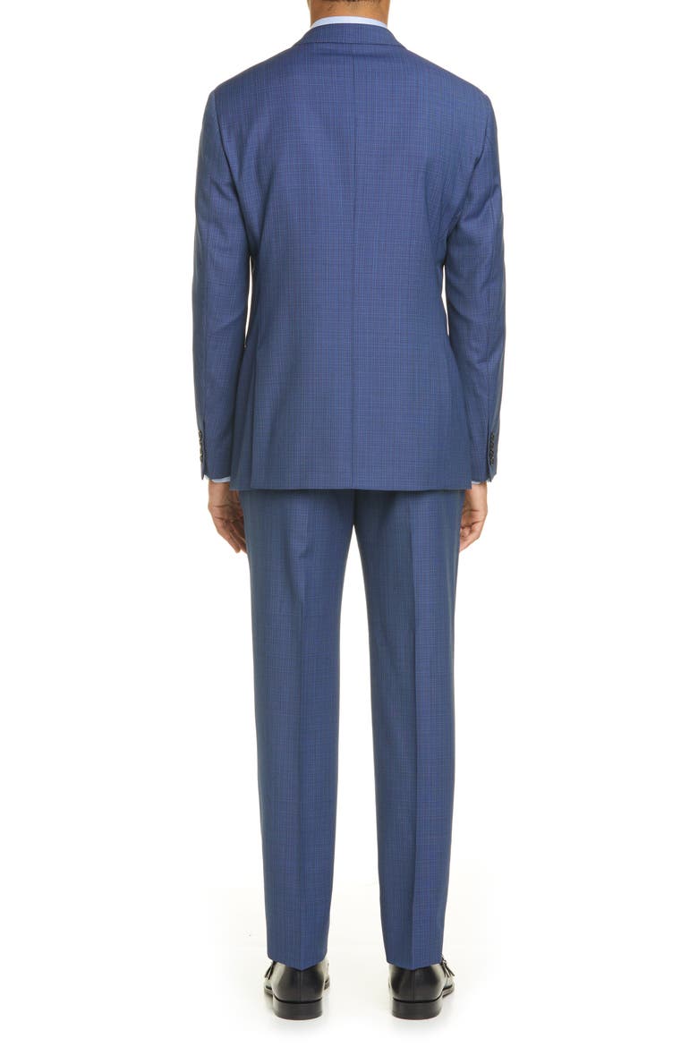 G Line Trim Fit Check Wool Suit, Alternate, color, BLUE