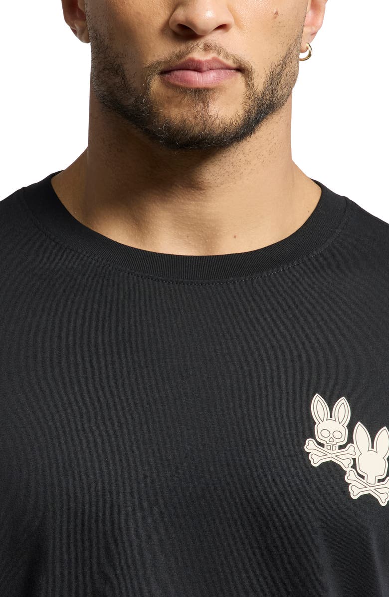 Psycho Bunny Elliot Pima Cotton Graphic T-Shirt, Alternate, color, Black