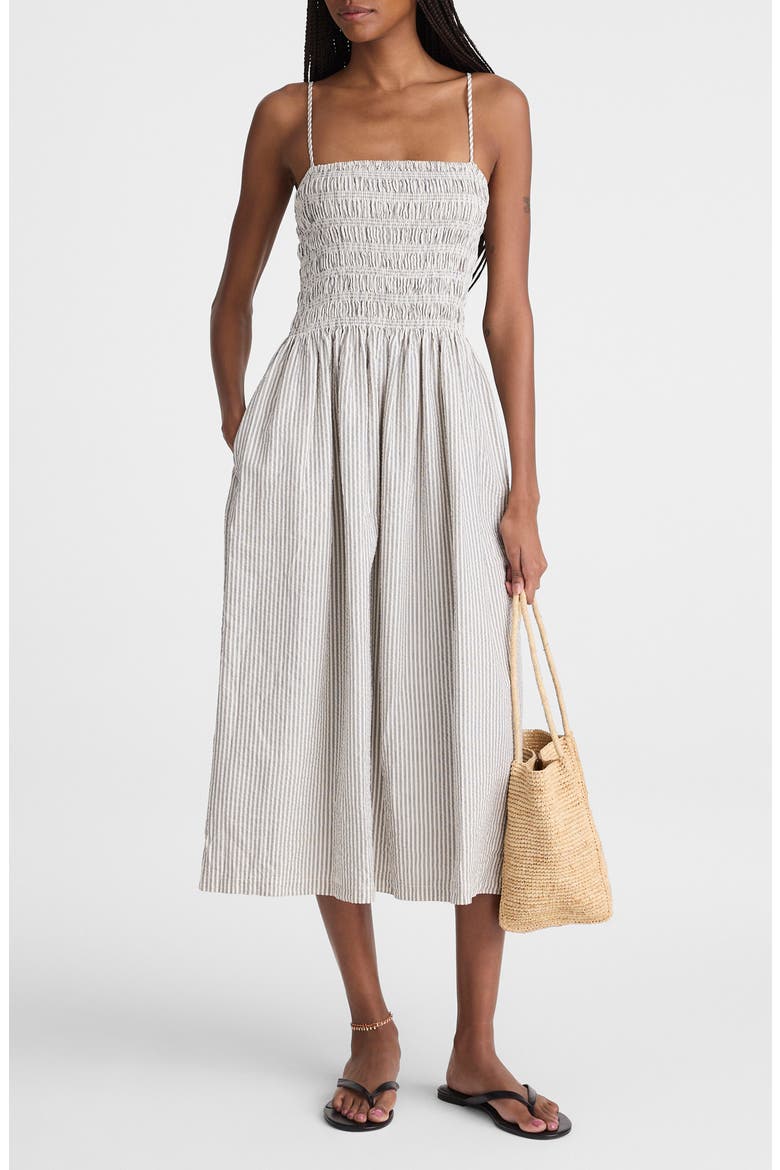 The Peyton Midi Dress, Main, color, BLACK VINTAGE IVORY YARNDYE