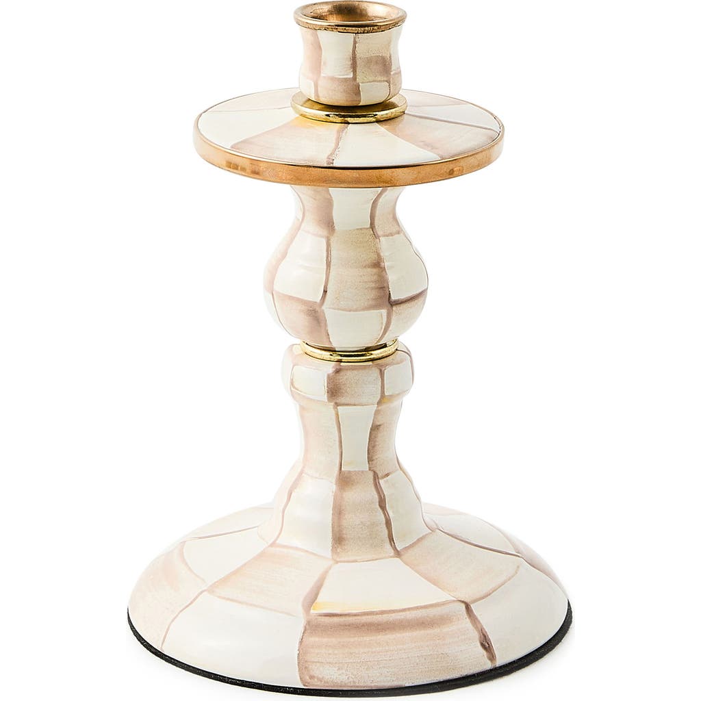 Mackenzie-childs Mackenzie Childs Small Mocha Check Candlestick Holder In Neutral