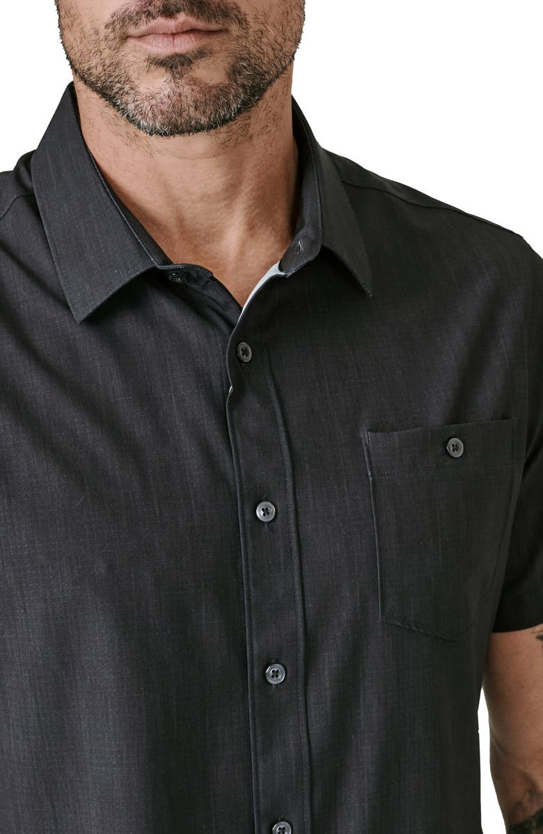 7 Diamonds Pisco Micropattern Performance Short Sleeve Button-Up Shirt, Alternate, color,