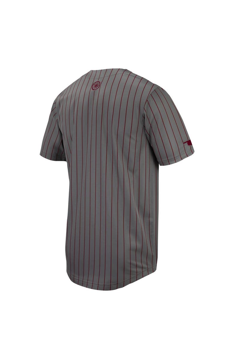 Nike Men's Nike Steel Gray Oklahoma Sooners Pinstripe Replica Full-Button Baseball Jersey, Alternate, color, Anthracite