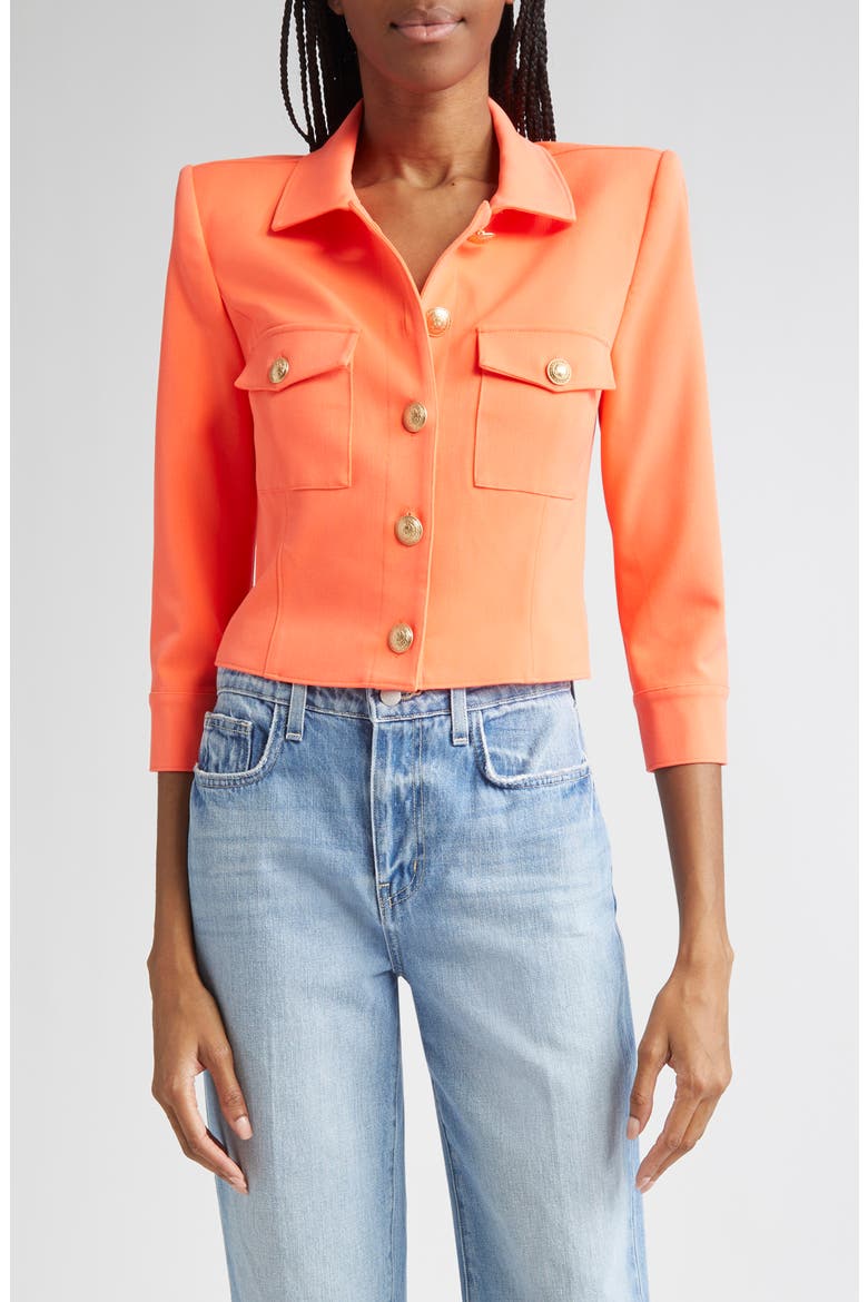 Kumi Fitted Crop Jacket, Main, color, ELECTRIC C