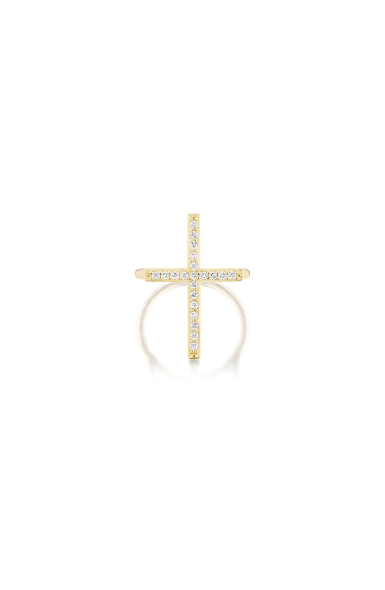 Sheryl Lowe Diamond Cross Ring, Alternate, color, 14Kt Yellow Gold