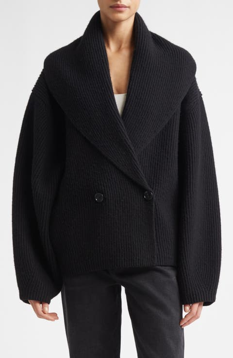Shawl Collar Wool Rib Cardigan