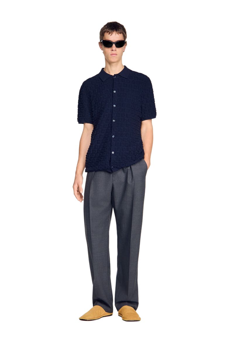 Terry knit shirt, Alternate, color, Navy blue