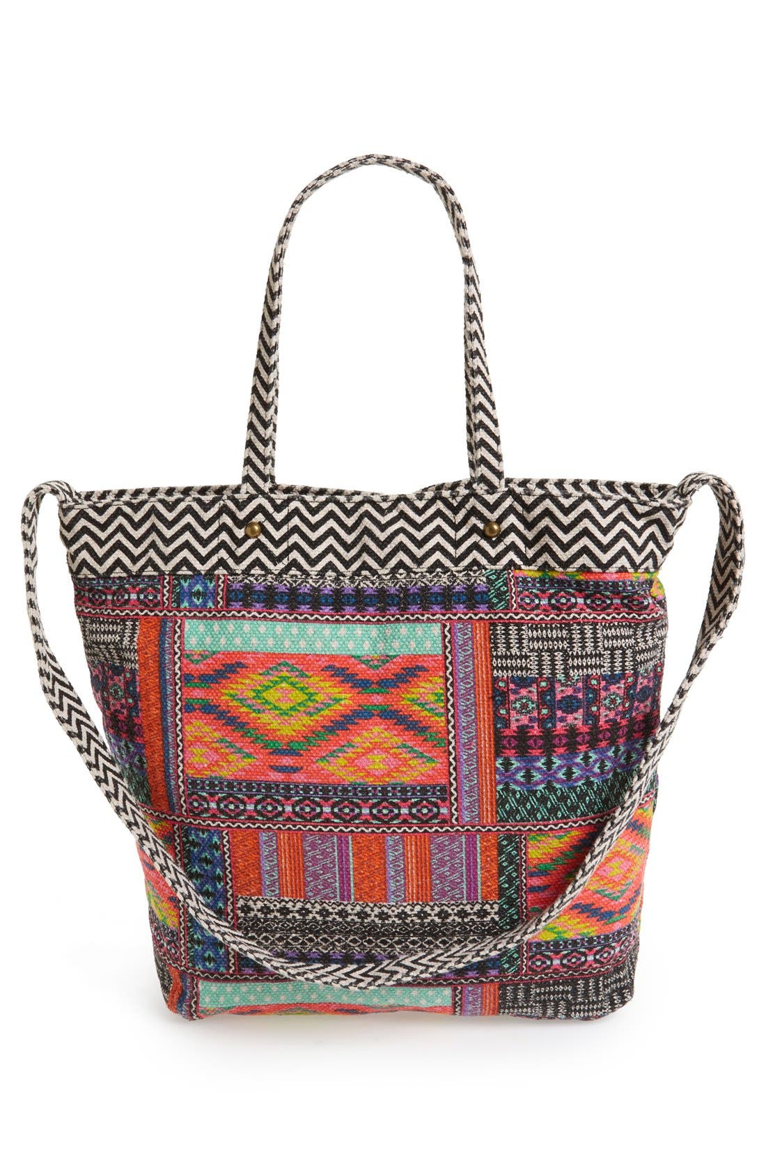 Woven Tote, Alternate, color, PINK MULTI