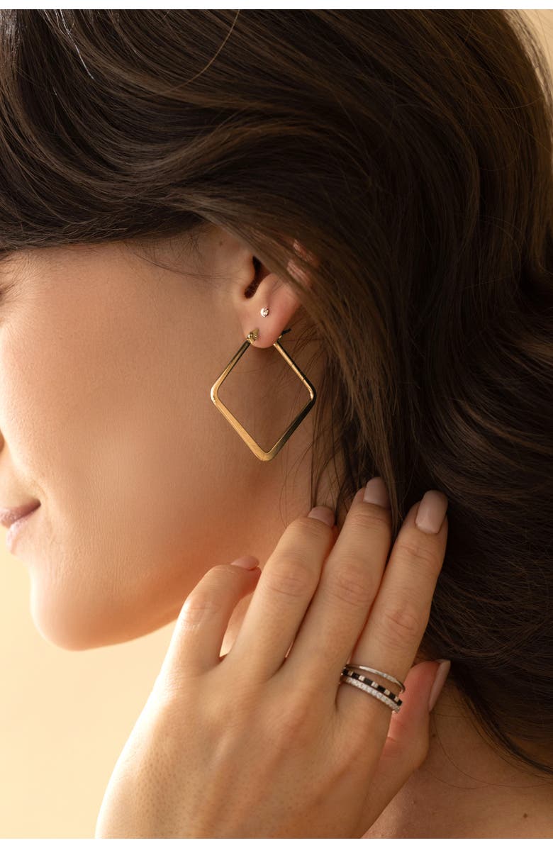 Mint & Lily Geometric Girl Boss Hoop Earrings, Alternate, color, Silver