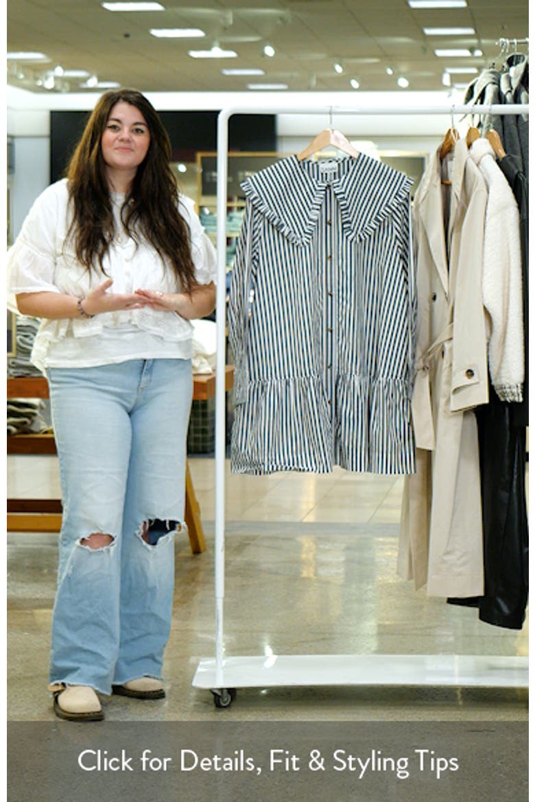 Stripe Collar Long Sleeve Organic Cotton Shift Dress video