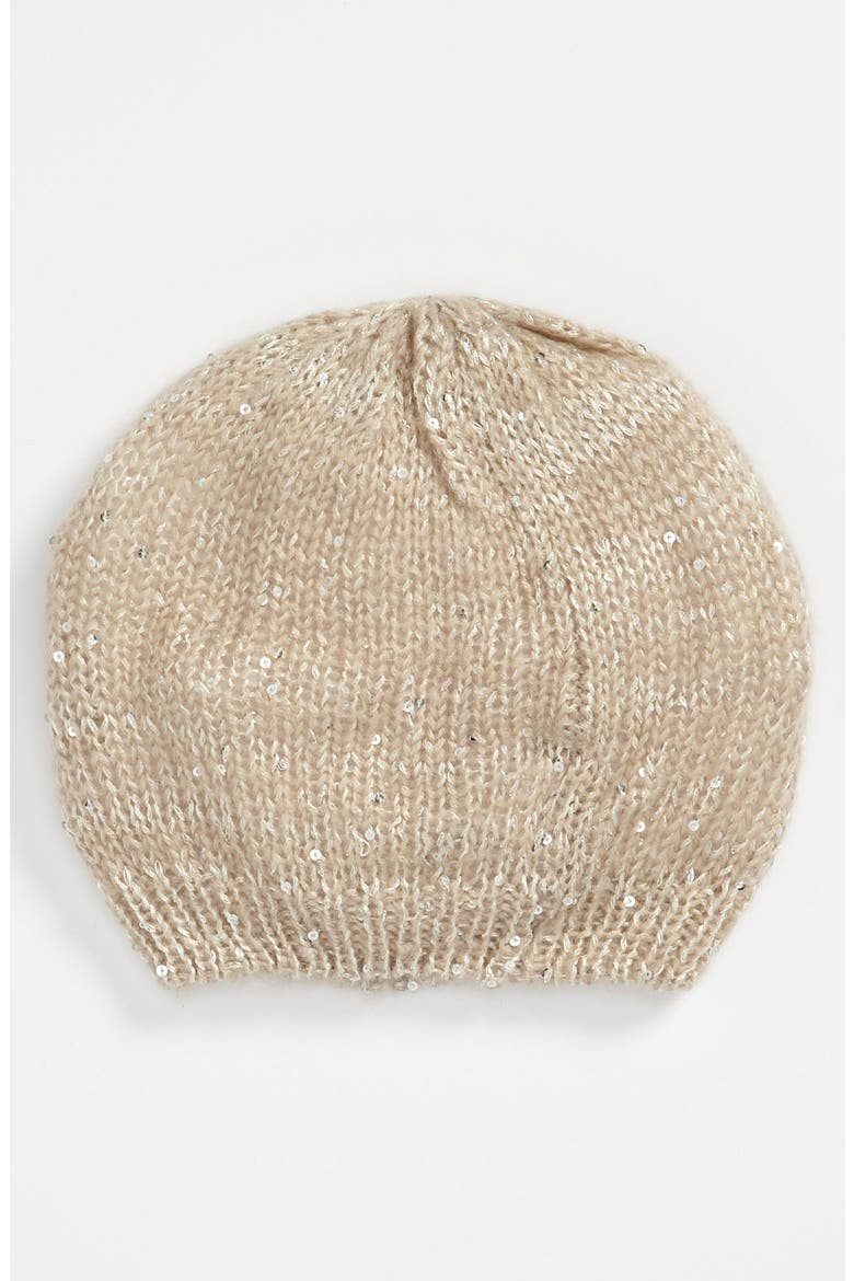 Sequin Slouchy Beanie, Main, color, CHAMPAGNE
