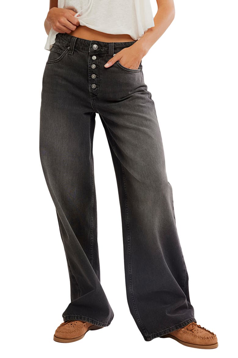 Nia Button Fly Wide Leg Jeans, Main, color, PARADISO