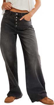 Free People Nia Button Fly Wide Leg Jeans