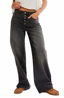 Nia Button Fly Wide Leg Jeans