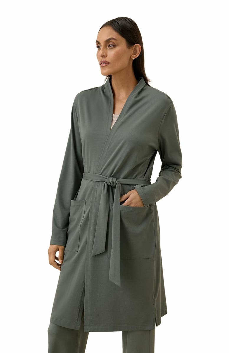 Pact Organic Cotton Cool Stretch Lounge Duster, Alternate, color, Castor Grey