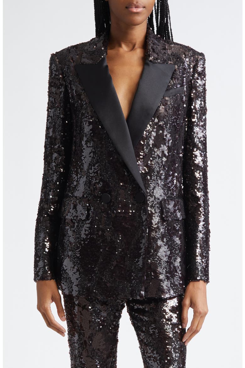 Sevyn Sequin Double Breasted Dickey Evening Jacket, Main, color, DARK CURRANT