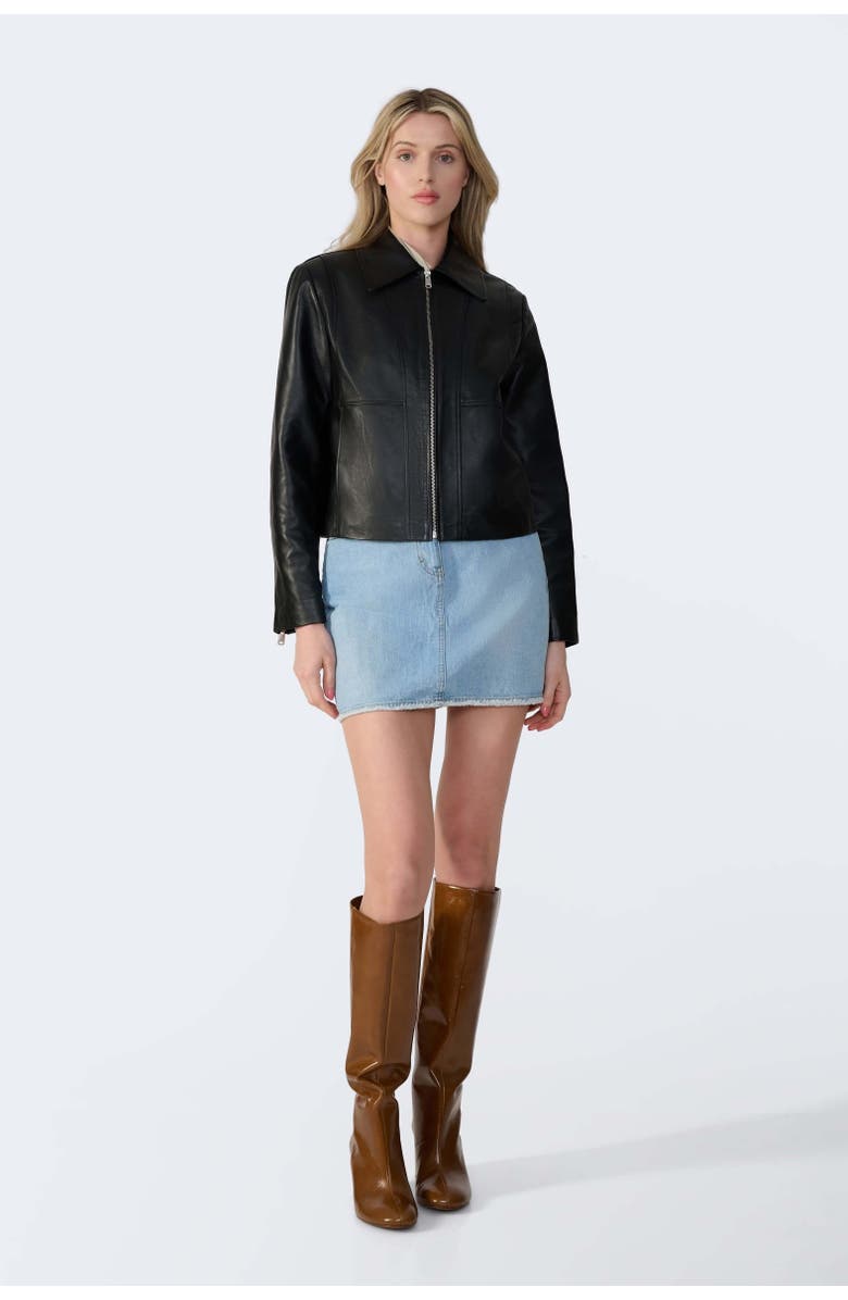 FURNIQ UK LLC Daisy Leather Jacket, Main, color, Black