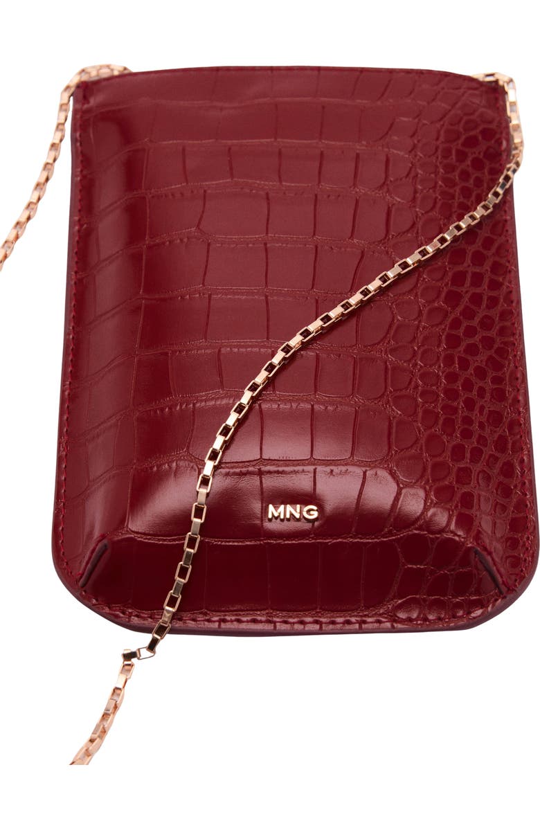 MANGO Croc Embossed Faux Leather Phone Pouch, Main, color,