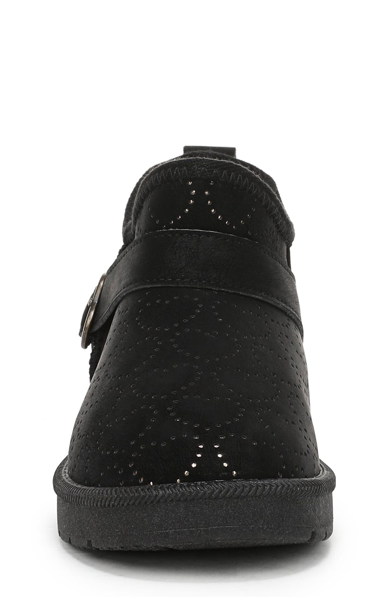 Kids' Perforated Heart Ankle Boot, Alternate, color, BLACK FAUX LEATHER