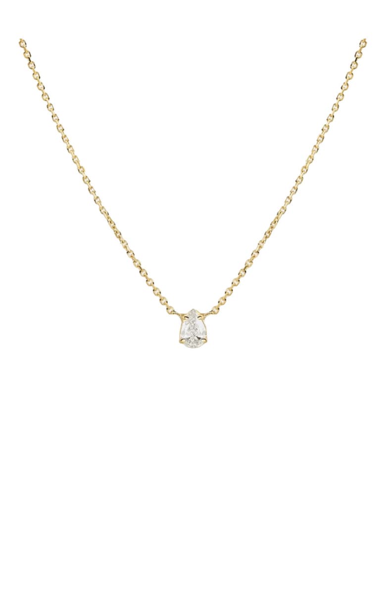 Hollywood Sensation Star Glimmer Dainty Cable Chain Necklace with AAAAA Pear Cut Cubic Zirconia Pendant, Main, color, Gold
