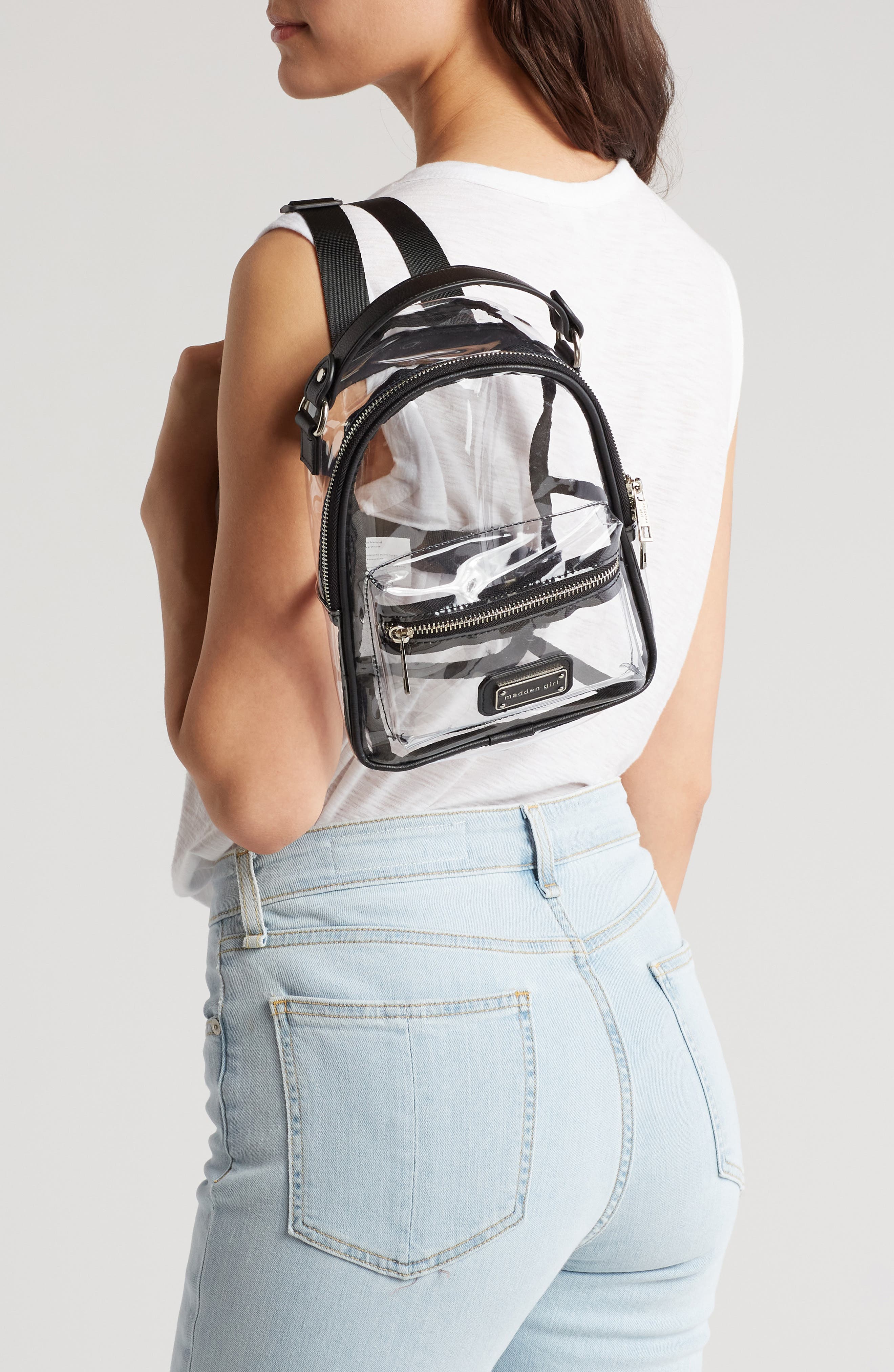 Madden Girl Clear Vinyl Mini Backpack, Alternate, color, 