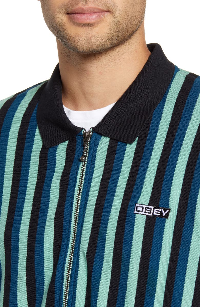 Obey Bold Stripe Piqué Shirt Jacket, Alternate, color,