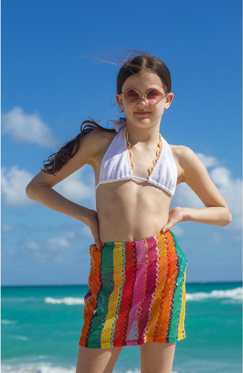 NESSI BYRD Multi-Color Mesh Cover-Up Skirt, Alternate, color, Multicolor