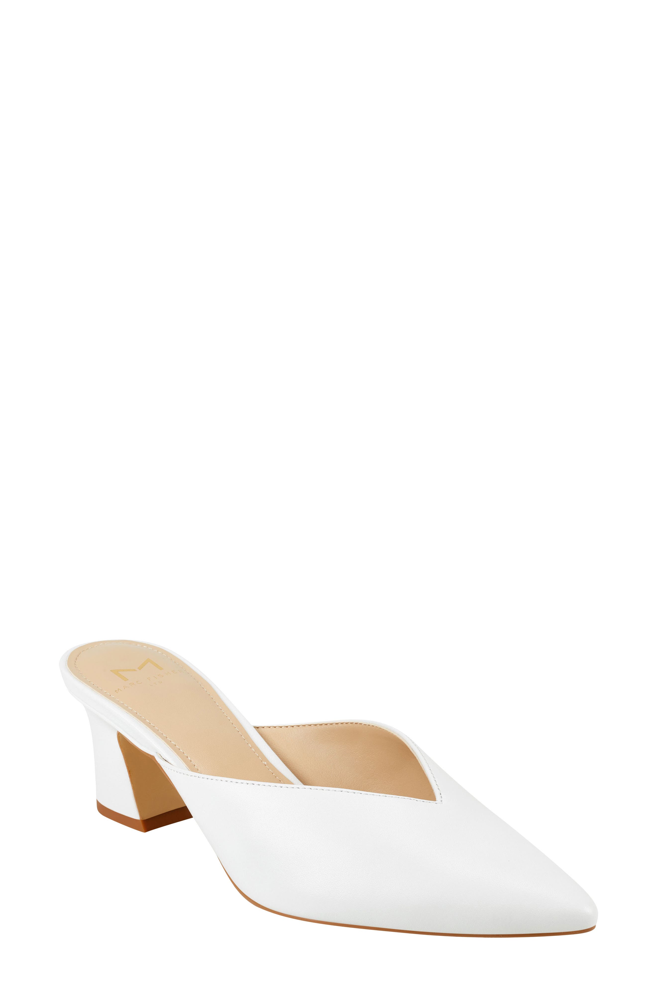Bancy Pointed Toe Mule, Main, color, WHITE LEATHER