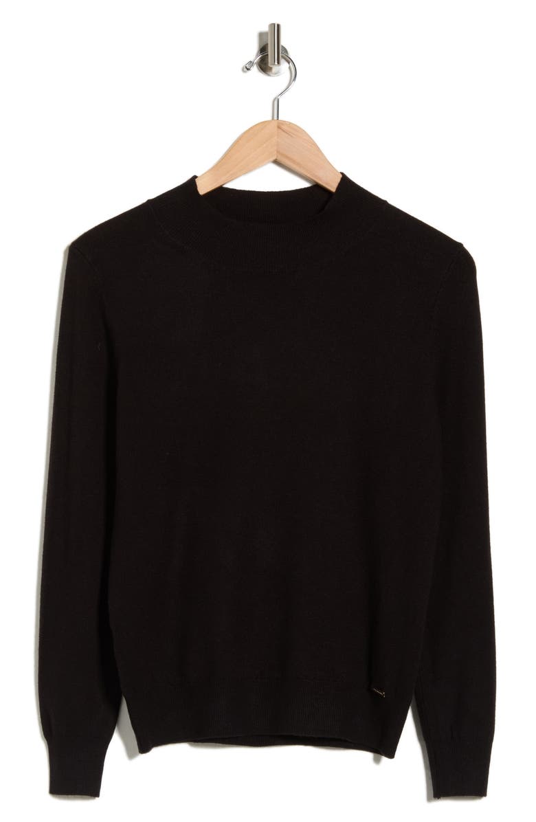 T Tahari Mock Neck Sweater, Alternate, color, Black