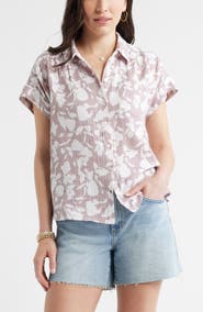 Caslon® Cotton Gauze Button-Up Shirt