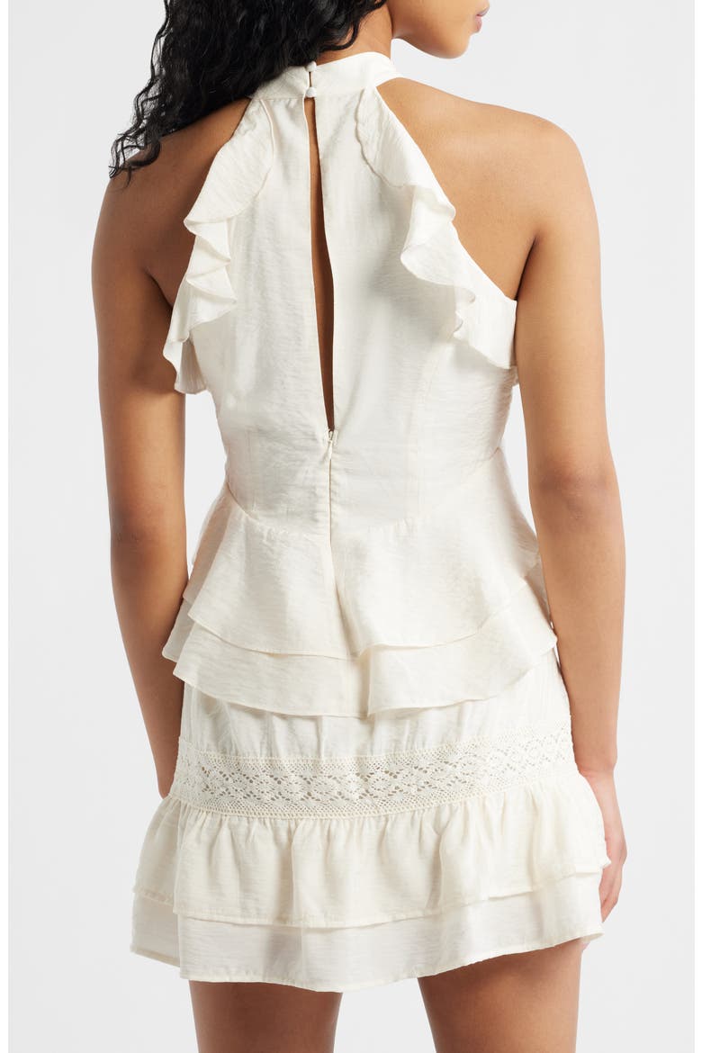 Ruffle Trim Halter Top, Alternate, color, EGRET