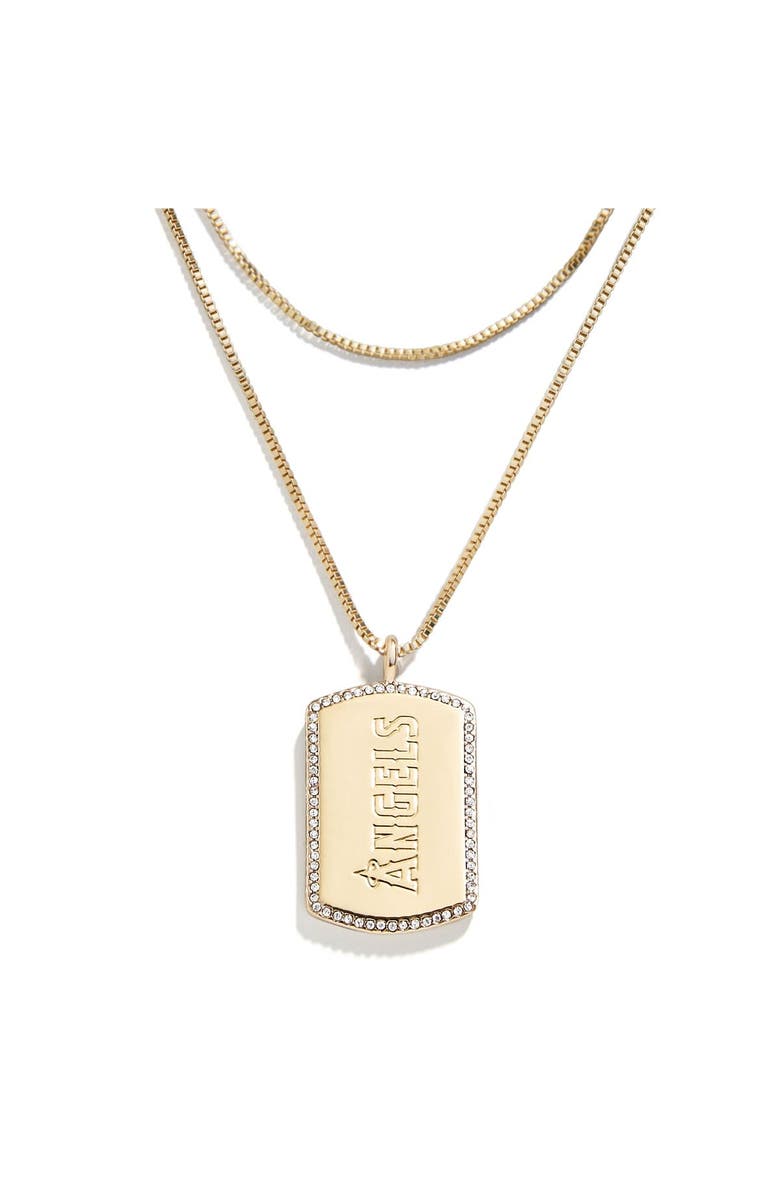 WEAR by Erin Andrews x Baublebar Los Angeles Angels Dog Tag Necklace, Main, color, Gold