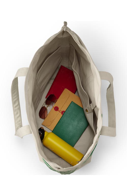 Lands' End Zip Top Long Handle Canvas Tote Bag