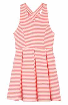 Ava & Yelly Stripe Bow Back Skater Dress