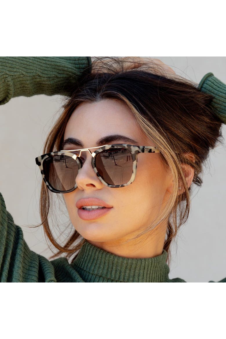 Demi - 51mm Oversized Square Polarized Sunglasses, Alternate, color, Beige Tortoise