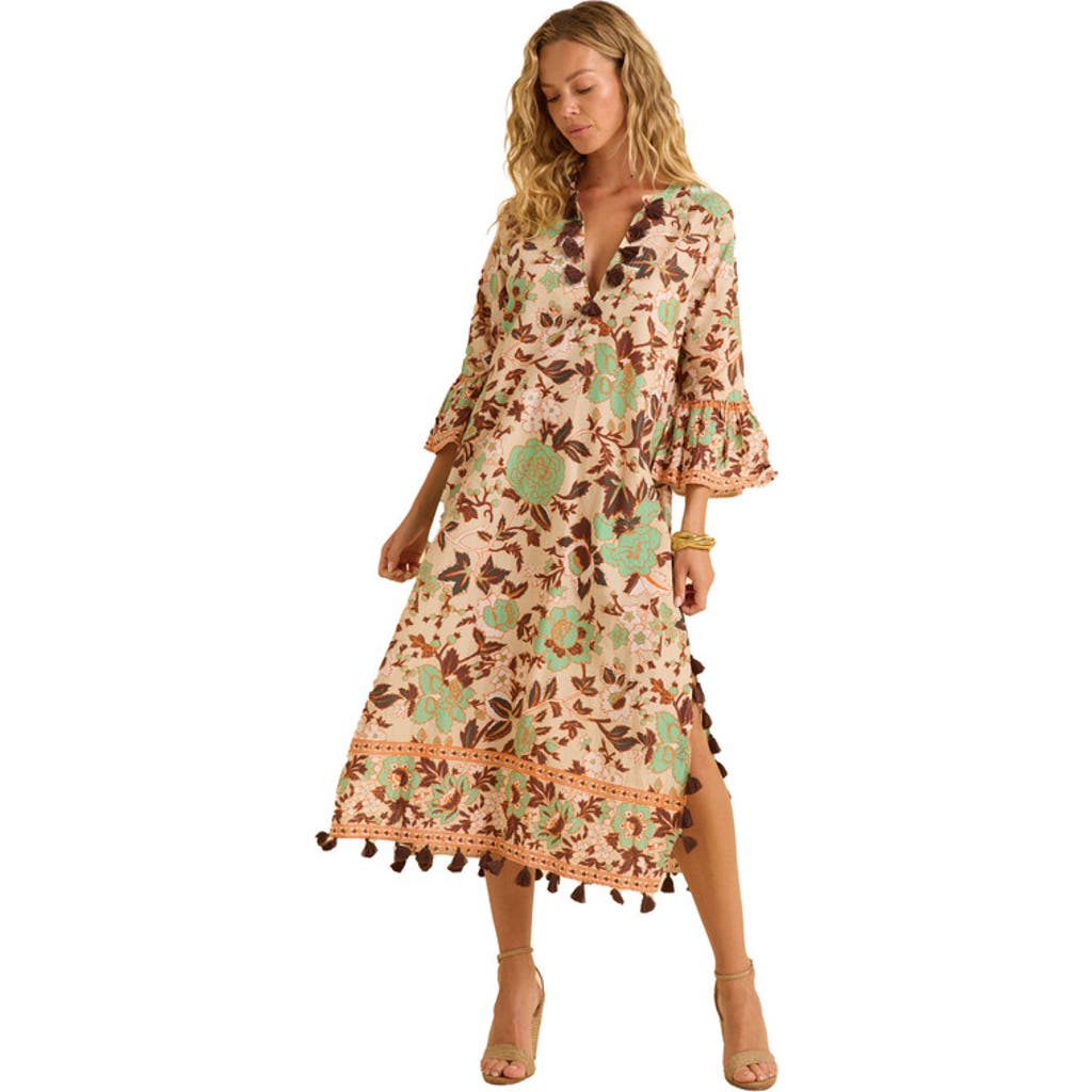 Calypso St Barth Calypso St. Barth Sarina Kaftan In Florimide Cream