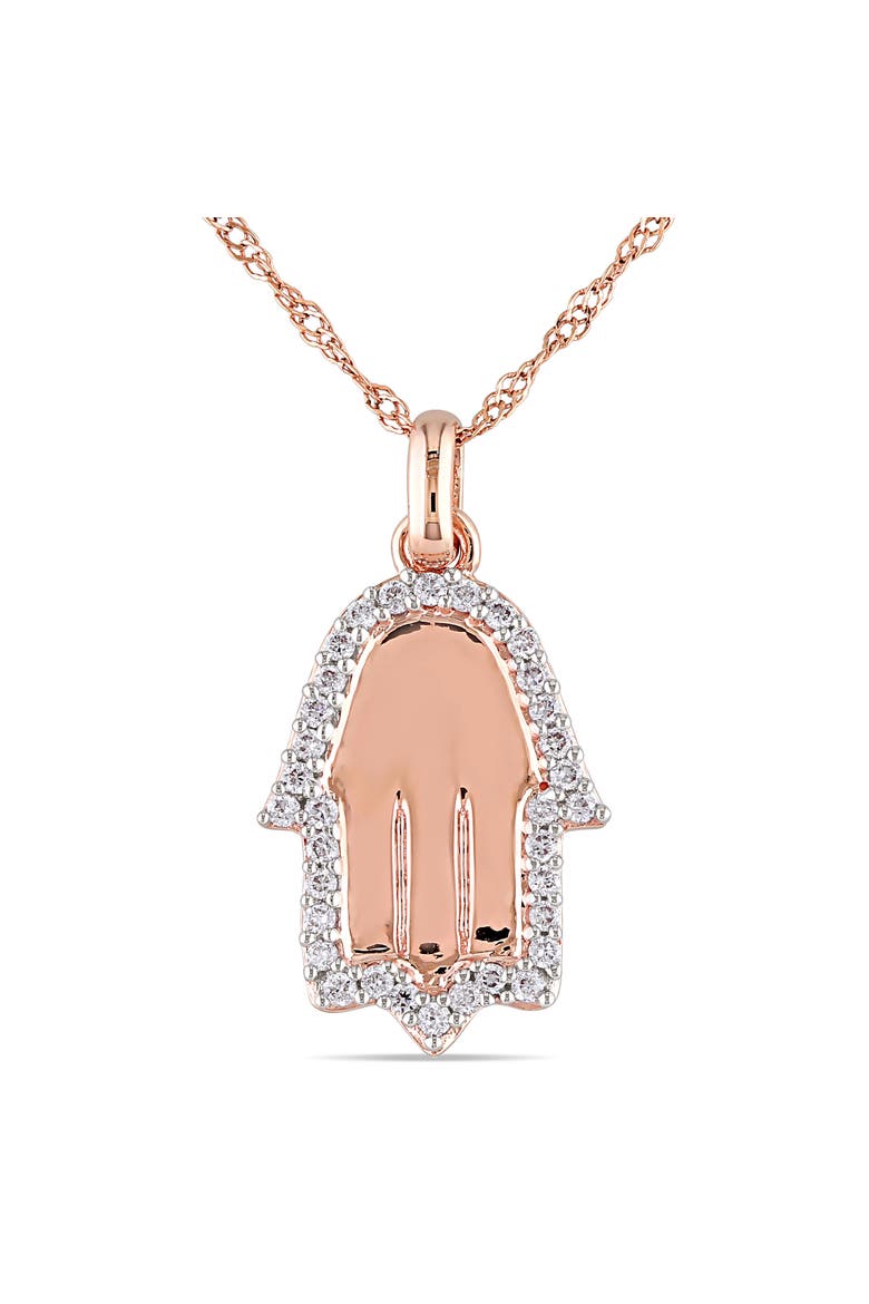 Diamond Hamsa Pendant Necklace 14k, Main, color, 14K Rose Gold