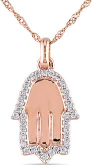 Julianna B. Diamond Hamsa Pendant Necklace 14k
