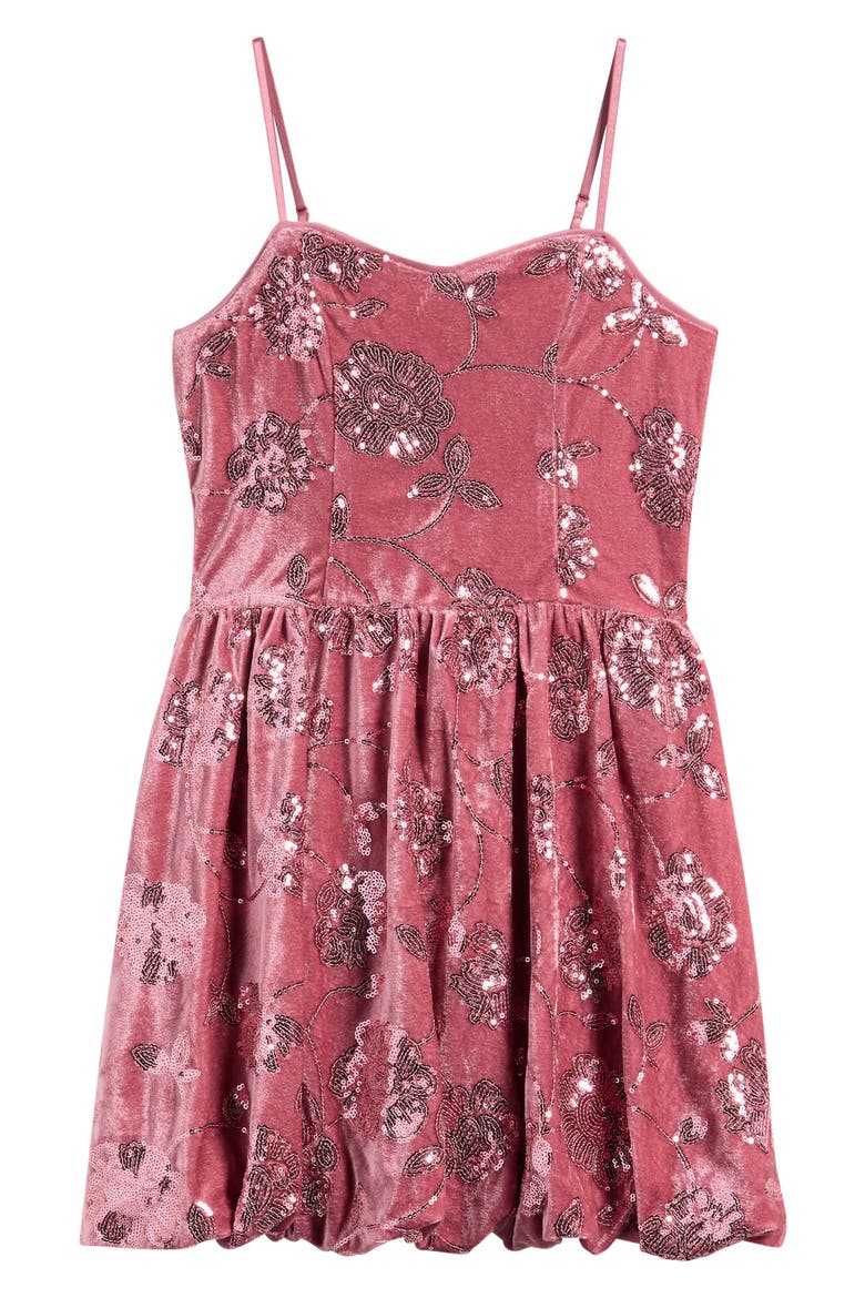 Kids' Sequin Velvet Bubble Dress, Main, color, BLUSH