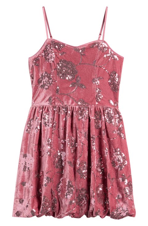 Kids' Sequin Velvet Bubble Dress