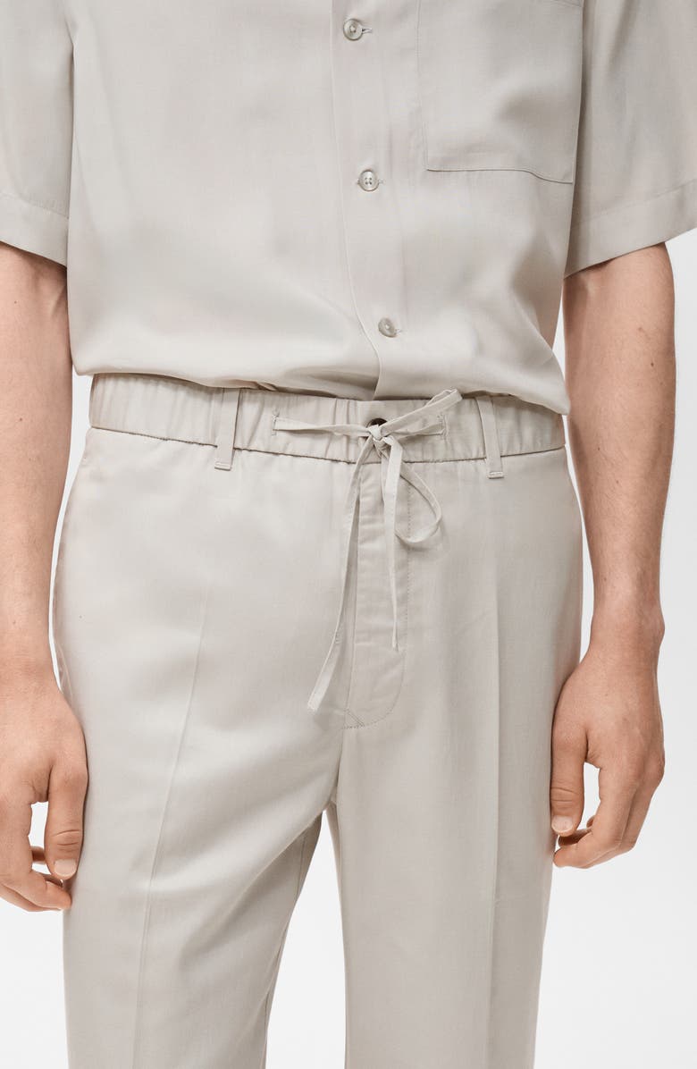 MANGO Slim Fit Drawstring Waist Pants, Alternate, color, Ice Grey