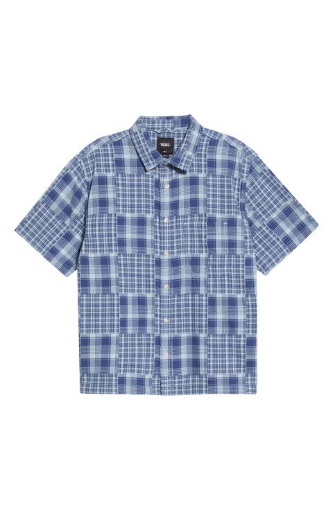 Larkspur Mixed Plaid Cotton Button-Up Shirt